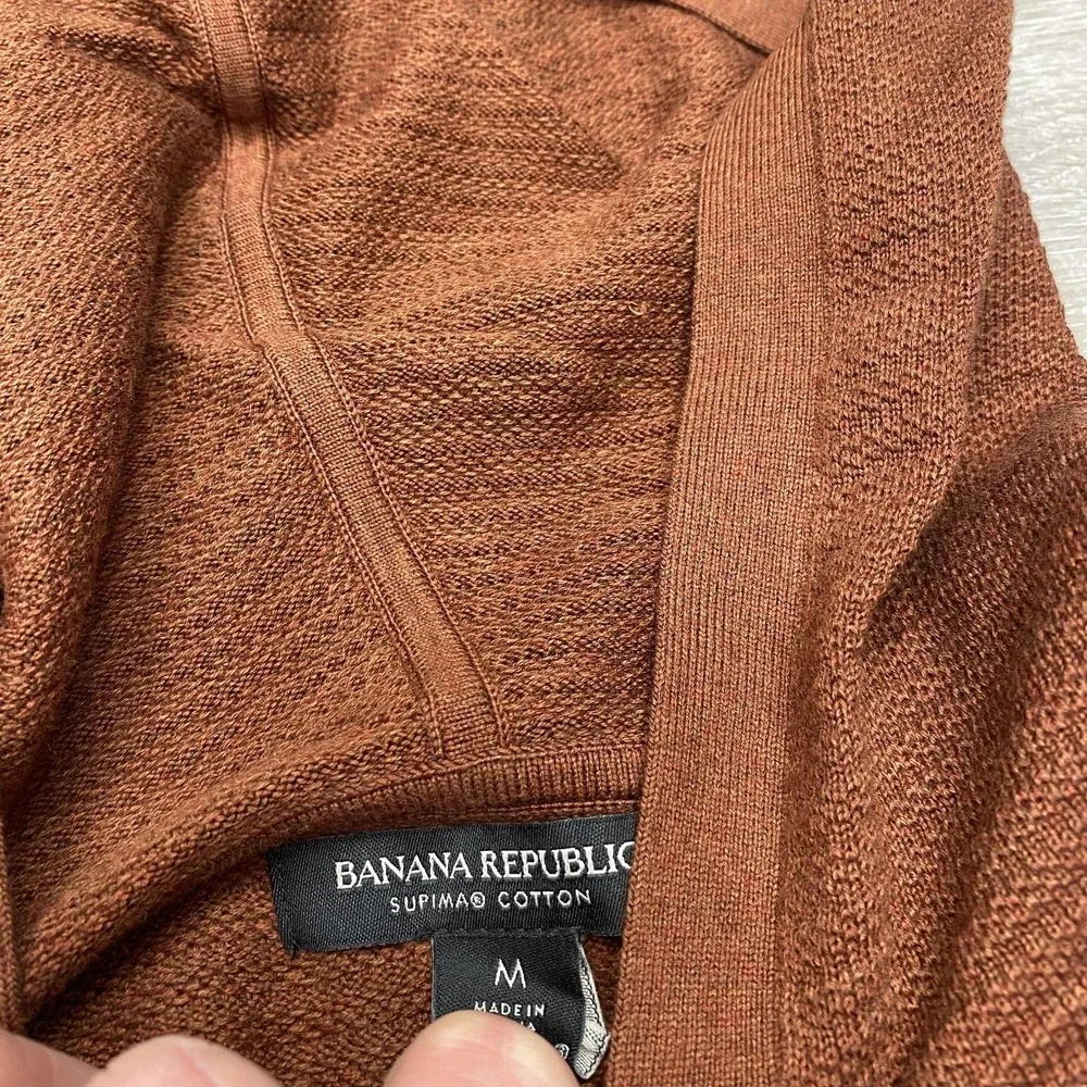 Banana Republic Hoodie Mens Knit Medium Brown Supima Cotton‎ Pullover Sweater